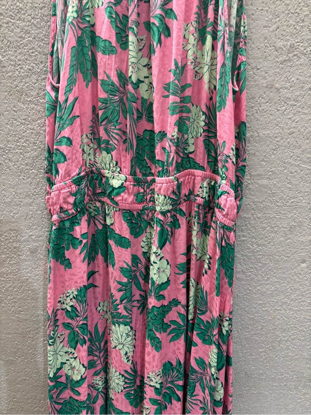 LOFT Pink Maxi Dress with Green Leaf Print - Picture 2 of 7